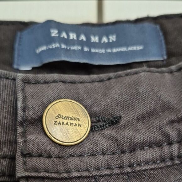 Zara Man Black Pants with Gold Button - Picture 2 of 16